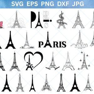 Tour Eiffel SVG/ Paris SVG/ monument SVG/ voyage svg/ Clipart/ pochoir/ fichier de coupe/ Cricut/ Silhouette/ vecteur