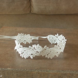 Baby Headband, Off White Lace Headband, Baby Props, Ivory Newborn Headband, Baby Girl Photo Prop, Newborn Props, RTS, Baptism, Christening