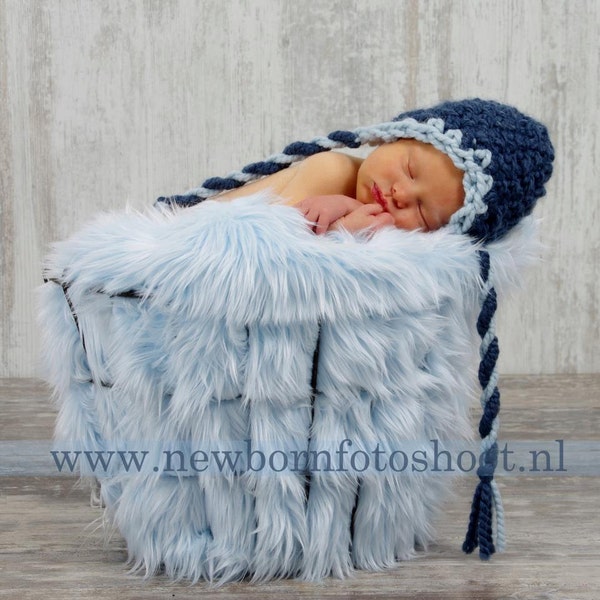 Blue Shag Faux Fur, Blue Newborn Baby Boy 2" Pile Faux Fur Blanket, Newborn photo prop, Newborn Props, Blue Basket Stuffer, Long Fur