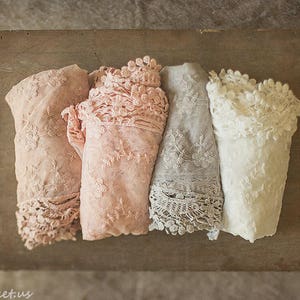 Ivory White Wrap, Blush, Pink, Gray Baby Lace Wrap, Baby Girl Wrap, Vintage Baby Girl Prop, newborn Props, RTS, Cotton Wrap, Baby Props image 6