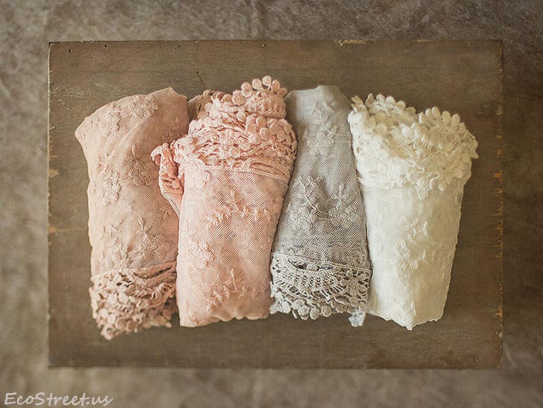 Ivory White Wrap, Blush, Pink, Gray Baby Lace Wrap, Baby Girl Wrap, Vintage Baby Girl Prop, newborn Props, RTS, Cotton Wrap, Baby Props image 6