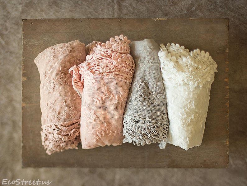 Ivory White Wrap, Blush, Pink, Gray Baby Lace Wrap, Baby Girl Wrap, Vintage Baby Girl Prop, newborn Props, RTS, Cotton Wrap, Baby Props image 3