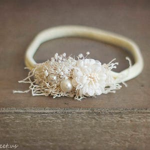 Ivory Headband, Flower Baby Crown, Newborn Headband, Baby Girl Photo Prop, Newborn Props, RTS, Baby Headband