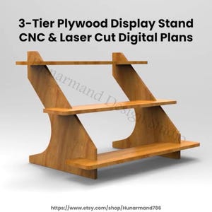 3-Tier Wooden Display Stand Digital Plans | CNC & Laser Cut Files (2ft + 3ft Bonus Size)