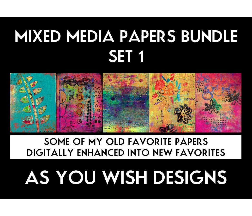 Mixed Media Papers 5 PK Set 1 Bundle Art Journaling Mail Art Etsy