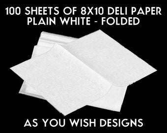 8x10 100 DELI PAPER - 100 Sheets - for Gelli Printing & Art Journaling Premium Heavyweight Dry Wax Plain White Folded Collage Papers