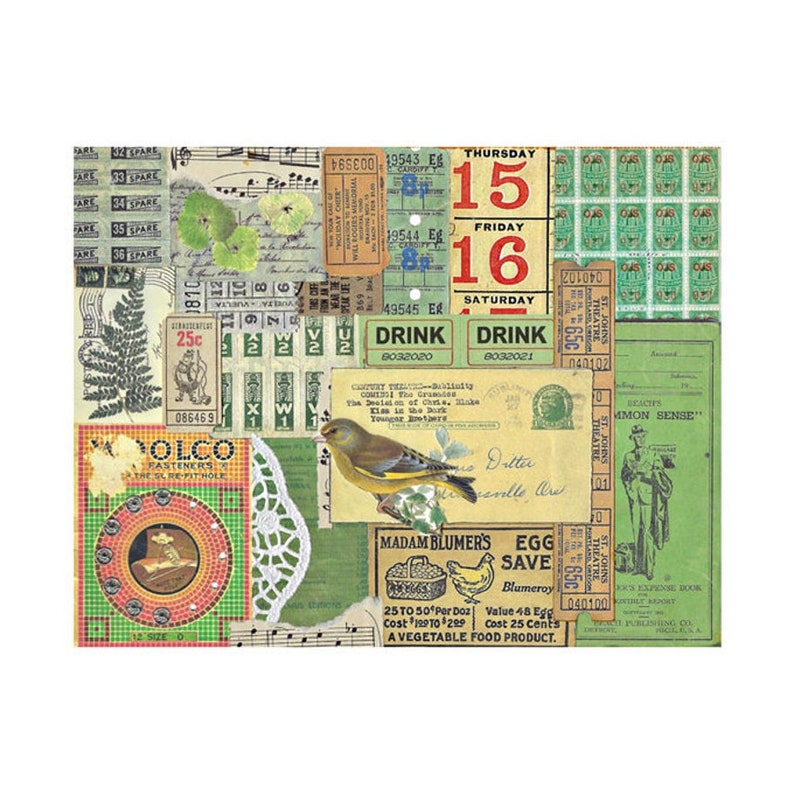 2 Vintage Ephemera Collage Masterboard Paper 35 Art Journaling Etsy