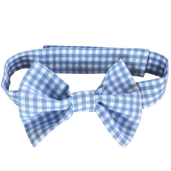 Blue Gingham Bow Etsy
