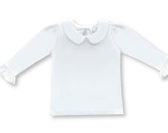 Girls Long Sleeve Peter Pan Collar Shirt, Personalized, Monogram