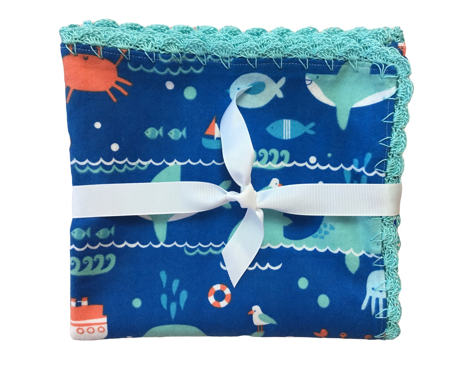 Sea Life Baby Blanket Nautical Baby Shower Nursery Under Etsy