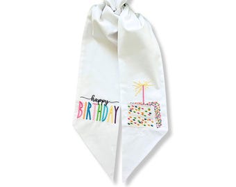Happy Birthday Wreath Knot Sash or Bow – Reusable Party Decor for Wreaths and Gift Baskets