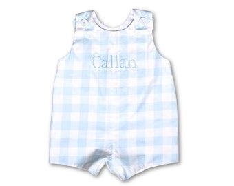 Blue Check Baby Romper: Personalized Easter Outfit, Cake Smash Jon Jon