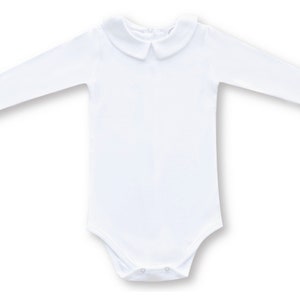 Boys Long Sleeve Peter Pan Collar Infant Bodysuit, Shirt, Personalized, Monogram