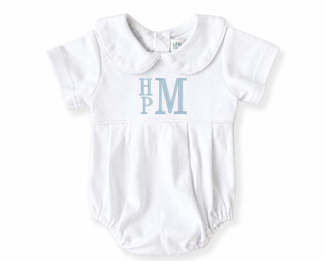 Personalized Baby Boy Bubble Romper, Monogrammed Cotton Peter Pan ...
