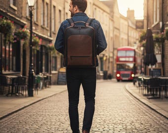 Rindsleder Laptop Rucksack | Strapazierfähige Reisetasche