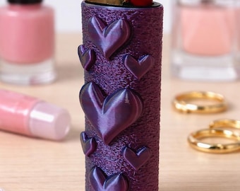 Textured Love Heart Lighter Sleeve for Bic Lighters. Durable, Reflective + Grippy. Perfect Gift for Valentine, GF, BF, etc.