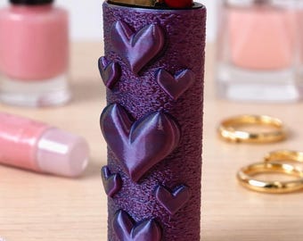 Textured Love Heart Lighter Sleeve for Bic-style Lighters. Durable, Reflective + Grippy. Perfect Gift for Valentine, GF, BF, etc.