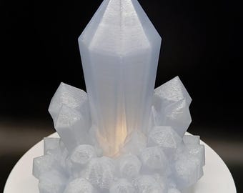 Glowing Crystal LED Light. Transparent & 3D printed. 200 HR Electric Tea Light Included.