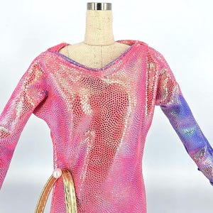 Ombre Metallic Long-Sleeve Mini Dress with Mini Fashion Bag