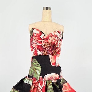 Handmade Sundress in Red Floral & Black with Matching Black Slingbacks