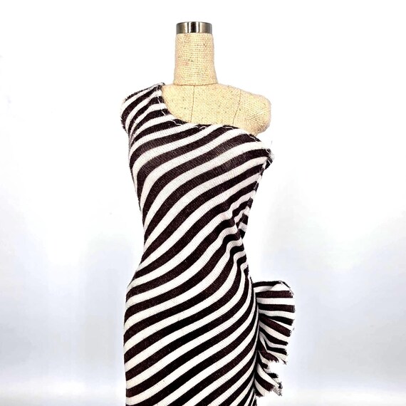 blue dress for baby girl Off Shoulder Black & White Striped Maxi Dress L