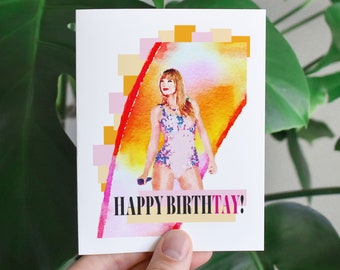 Taylor Eras Inspired Happy BirthTAY Card, Swift Bday Themed Card, TS Swift Era Birthday Gift for Swiftie, Taylor Swift Art, TS Lover Merch