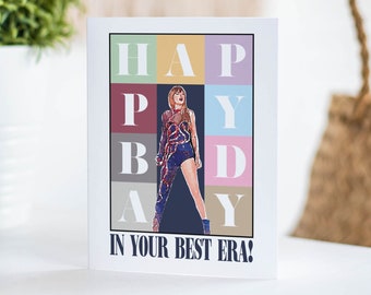 Taylor Swift Eras Inspired Birthday Card, Swift Bday Themed Card, TS Swift Era Birthday Gift for Swiftie, Taylor Swift Art, Eras Tour Merch