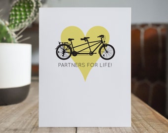 Travel Wedding Card, Gay Wedding Card, Tandem Bicycle Card, Gender Neutral Wedding Card, Non Binary Wedding Card, Punny Wedding Card