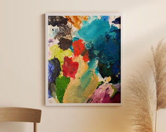 Colorful Abstract Print, Printable Wall Art, Impasto Style, Palette Knife Painting, Colorfield Art, Digital Download, Original Modern Art