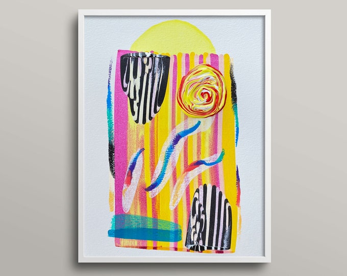 Original Dot Painting, Squeegee Painting, Scrape Painting, Scrape Art