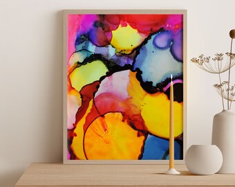 Colorful Printable Artwork, Digital Download, Alcohol Ink Digital Print, Colorfield Art, Drip Art, Colorful Abstract Wall Art, DIY Art