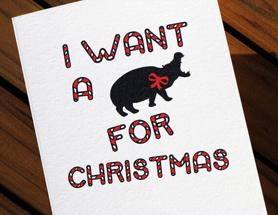 Wooden Hippopotamus for Christmas Sign