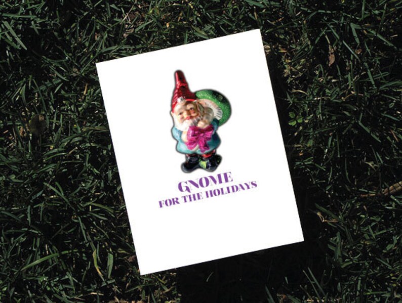 Funny Christmas Card Gnome For the Holidays Etsy