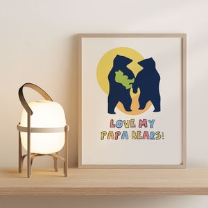Kinderzimmer Wandkunst zum Ausdrucken, LGBT Baby, Zwei Papas, Gay Familie, Gay Familie, Papa Bär, LGBT Familie, Kinderzimmer Wandkunst, Neues Baby