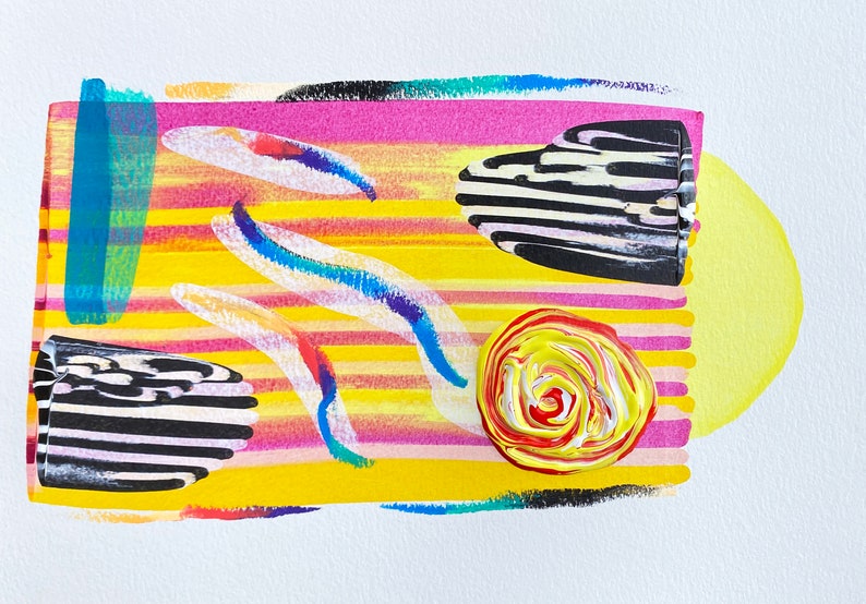 Original Dot Painting, Squeegee Painting, Scrape Painting, Scrape Art