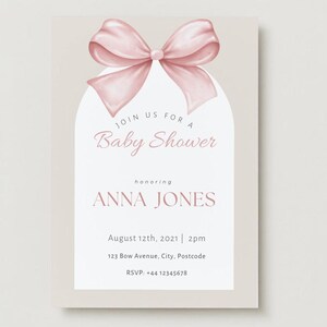 Editable - Baby Shower Invitation - Pink Bow
