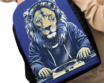Lion DJ Backpack: Stylish School Bag for Laptops, Music Gear, Travel, Festivals & Hiking Adventures