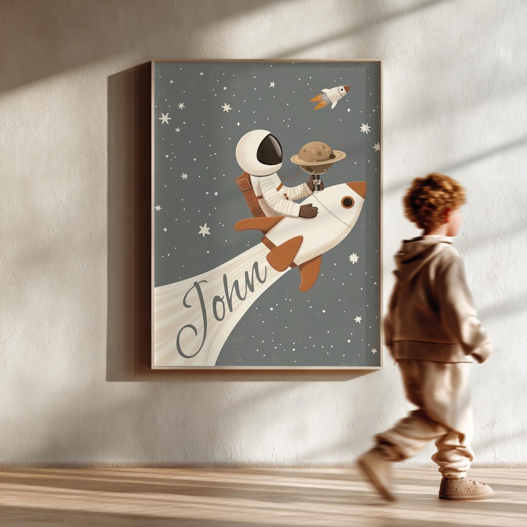 Custom Space Nursery Wall Art Printable, Personalized Kids Room Decor ...