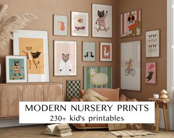 230 Kids Room Prints, Wall Art Set, Nursery Wall Art, Playroom Decor, Kids Room Art, Wimsical and Quirky Art Eclectic Art