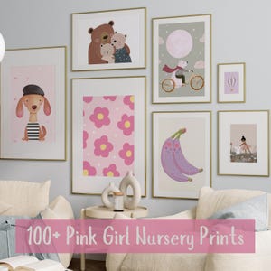 Bundle of 100+ Girl Wall Prints, Baby Girl Room Wall Art, Kids Room Prints Girl, Toddler Room Art Girls, Playful Animal Prints