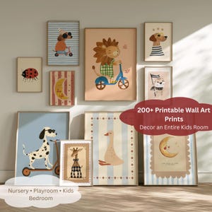 Complete Kids Room Wall Art Bundle – 200+ Printable Nursery, Playroom Prints | Animal & Transport Decor | Digital Download