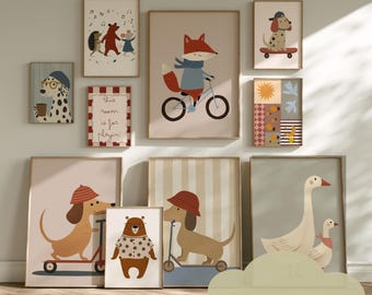 Kids Room Wall Art Bundle, 147 Playful Animal, Transport, Quotes Prints, Nursery Art, Playroom Wall Art, Kids Art, Instant Download