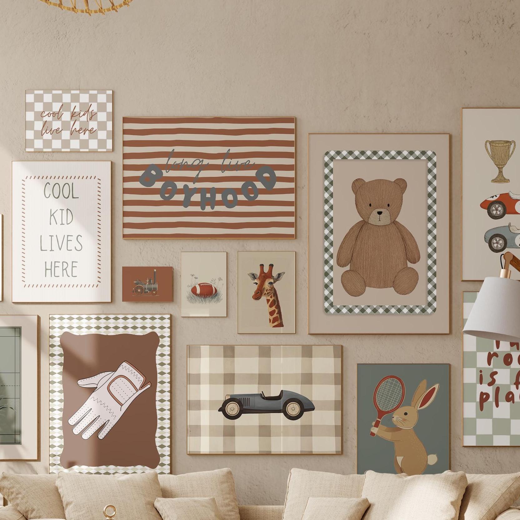 Vintage Boys Nursery Wall Art Bundle | 80+ Retro Sports, Transport ...