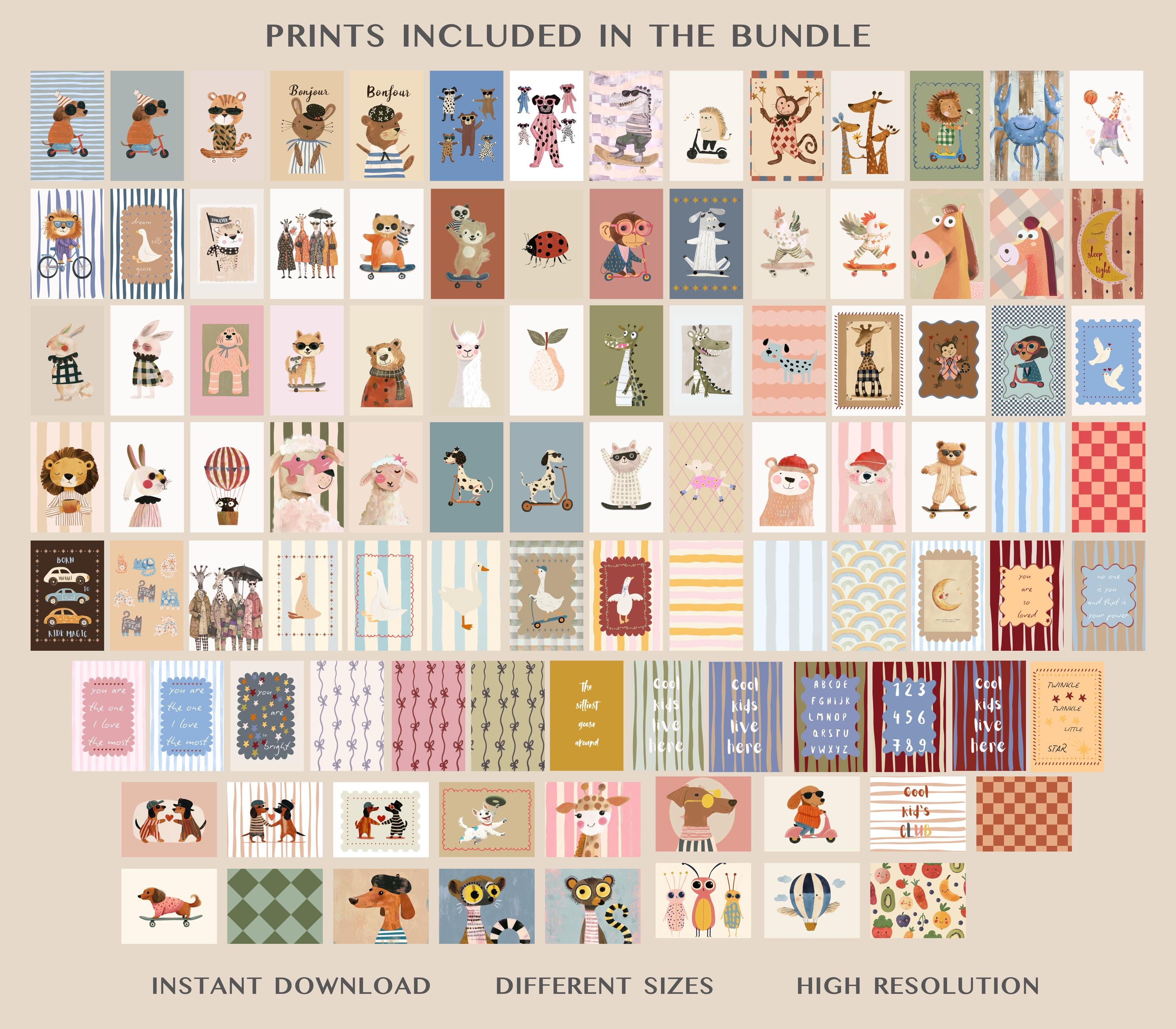 Complete Kids Room Wall Art Bundle – 200+ Printable Nursery, Playroom ...
