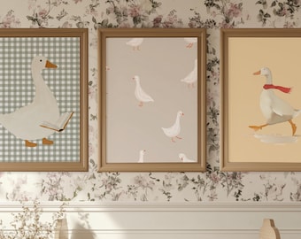 34 Printable Goose Illustrations, Goose Wall Art Bundle, Vintage Animal Nursery Decor, Whimsical Goose Gallery Wall Set, Digital Download