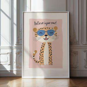 Gepard Kinderzimmer Wandkunst - motivierendes druckbares Tierposter für Kinderzimmer