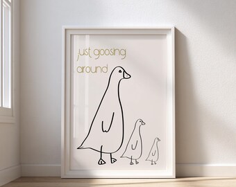 Goose Family Nursery Print – Minimalist Farmhouse Wall Art (Digital Download)