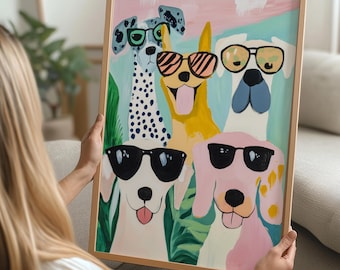 Cool Dogs Art Print – Sunglasses, Modern Kids Room Decor (Digital Download)