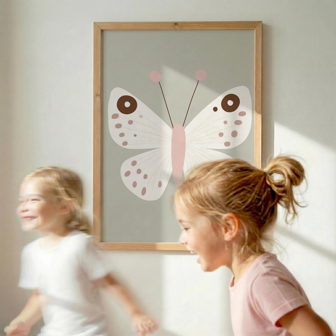 Butterfly Printable Wall Art | Whimsical Soft Pink Butterfly Nursery ...