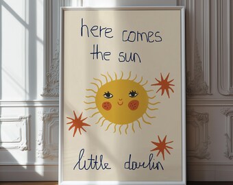 Lámina infantil Boho Sunshine: Aquí viene el sol, querida (Descarga digital)